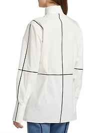 Contrast Piped Cotton Poplin Shirt