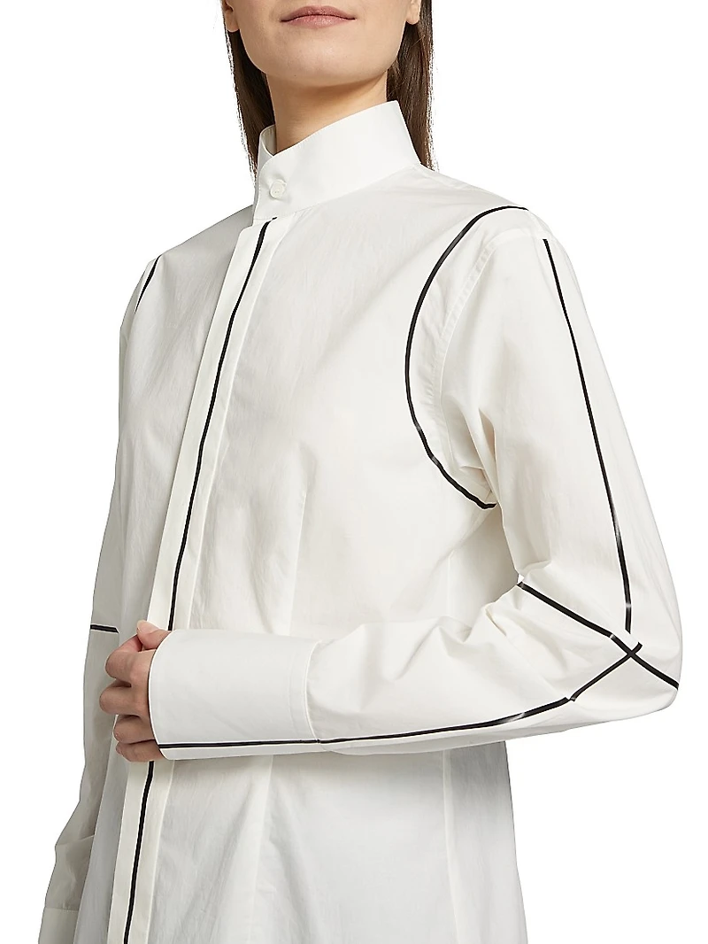 Contrast Piped Cotton Poplin Shirt