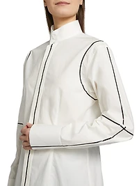 Contrast Piped Cotton Poplin Shirt