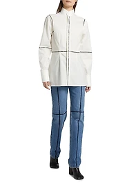 Contrast Piped Cotton Poplin Shirt