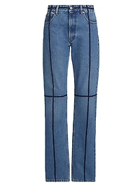 Contrast Piped Cotton Jeans