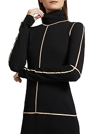 Contrast Piped Cotton Jersey Maxi Dress