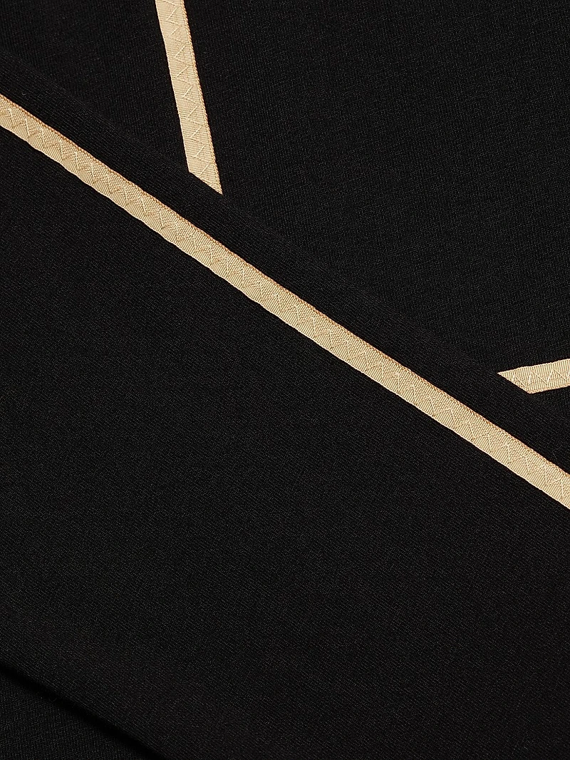 Contrast Piped Cotton Jersey Maxi Dress