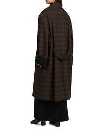 Check Wool-Blend Oversized Coat
