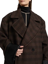 Check Wool-Blend Oversized Coat
