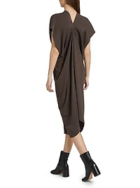 Draped V-Neck Midi-Dress