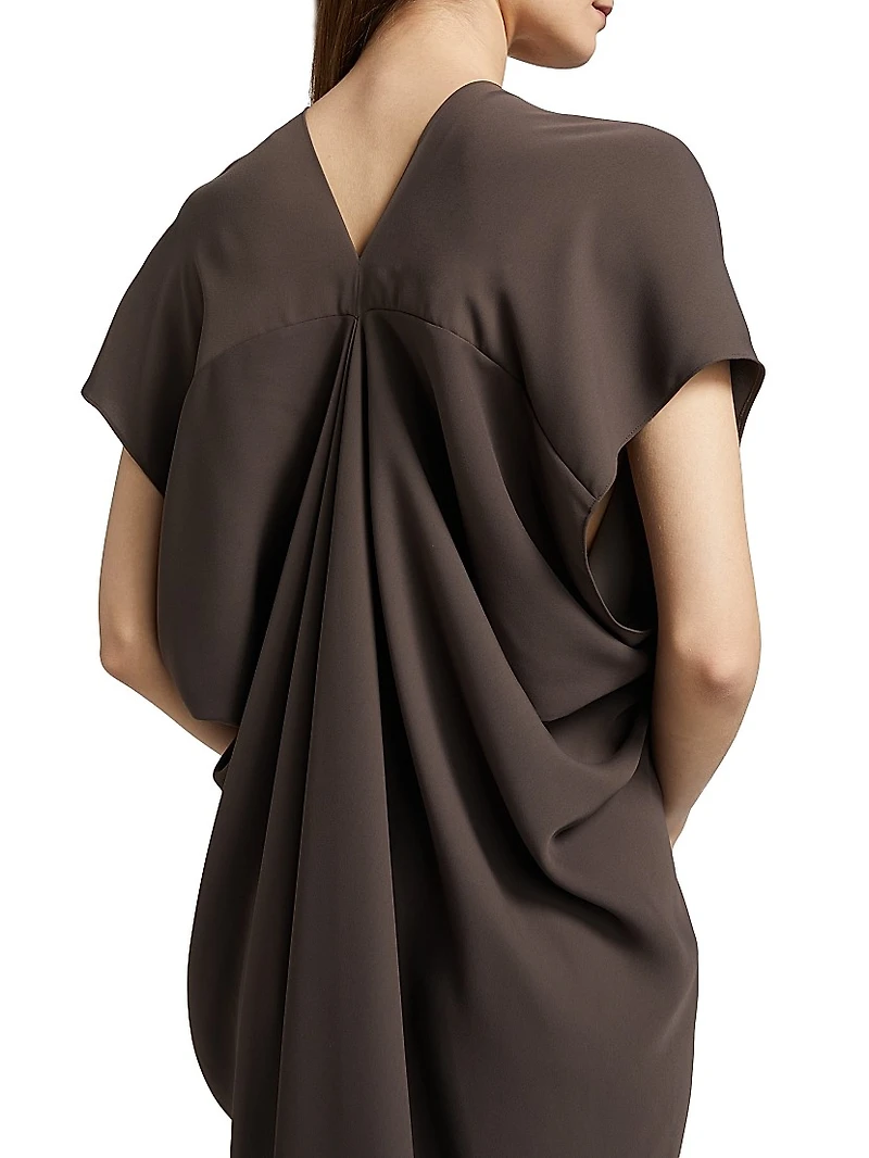 Draped V-Neck Midi-Dress