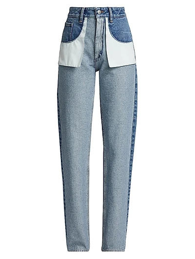 Reversed Five-Pocket Straight-Leg Jeans