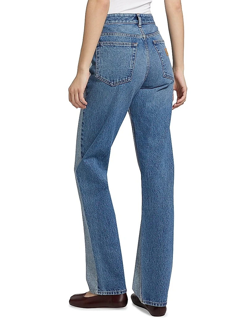 Reversed Five-Pocket Straight-Leg Jeans