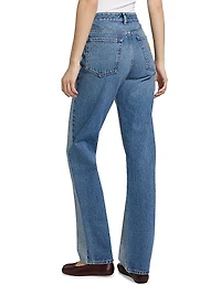 Reversed Five-Pocket Straight-Leg Jeans