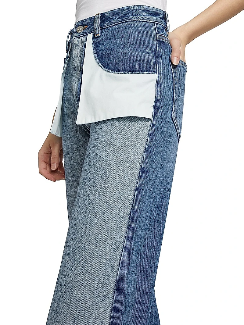 Reversed Five-Pocket Straight-Leg Jeans