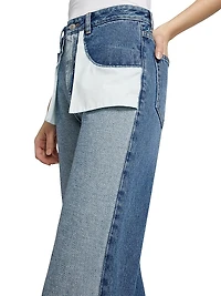 Reversed Five-Pocket Straight-Leg Jeans