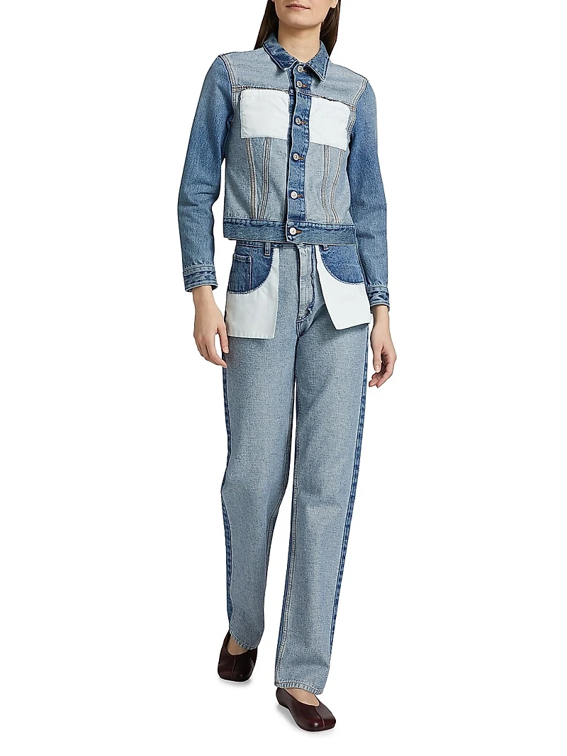 Reversed Five-Pocket Straight-Leg Jeans