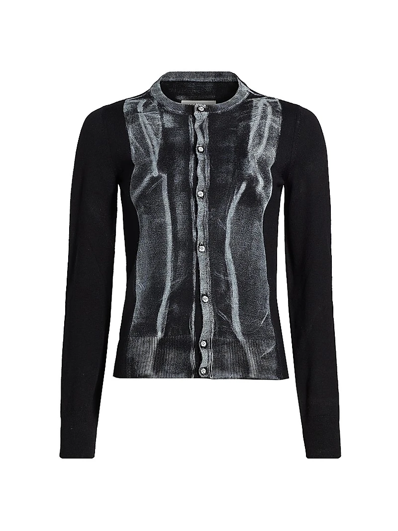 Fitted Virgin Wool-Blend Cardigan