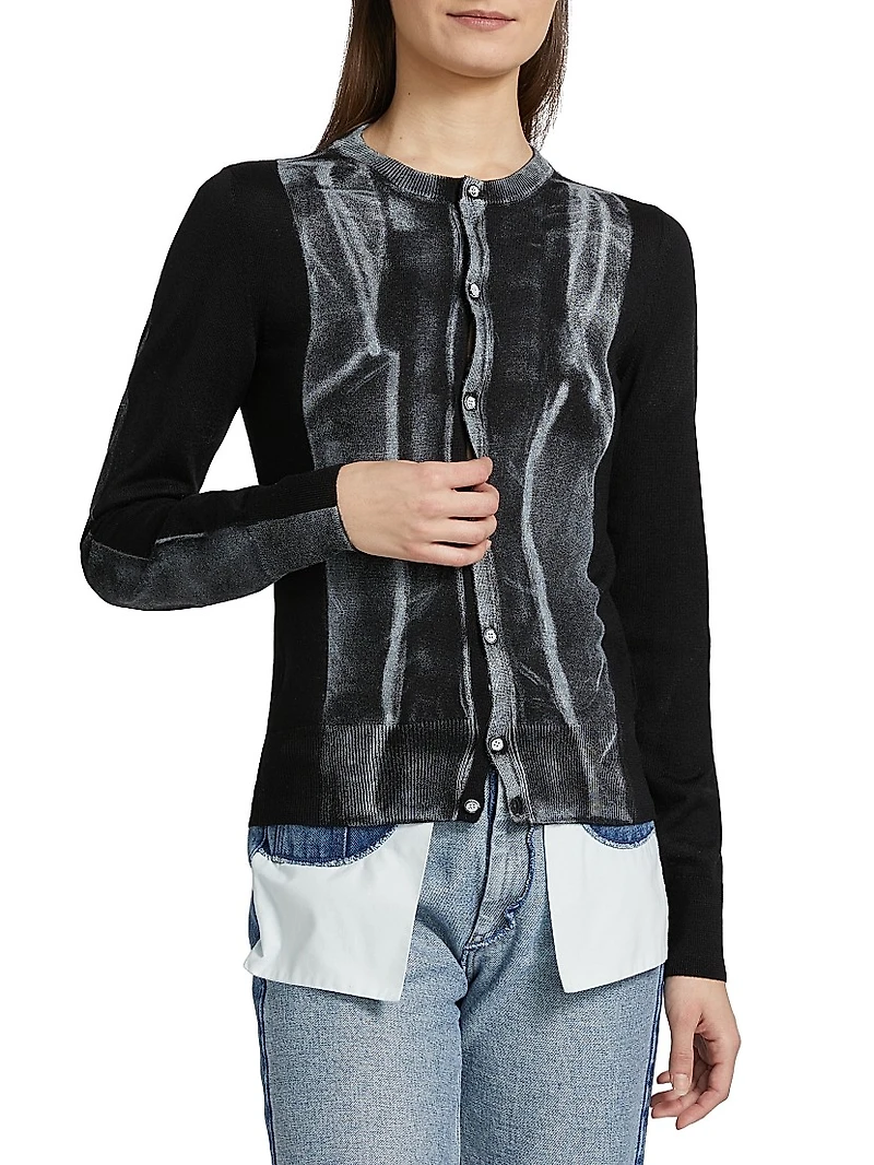Fitted Virgin Wool-Blend Cardigan