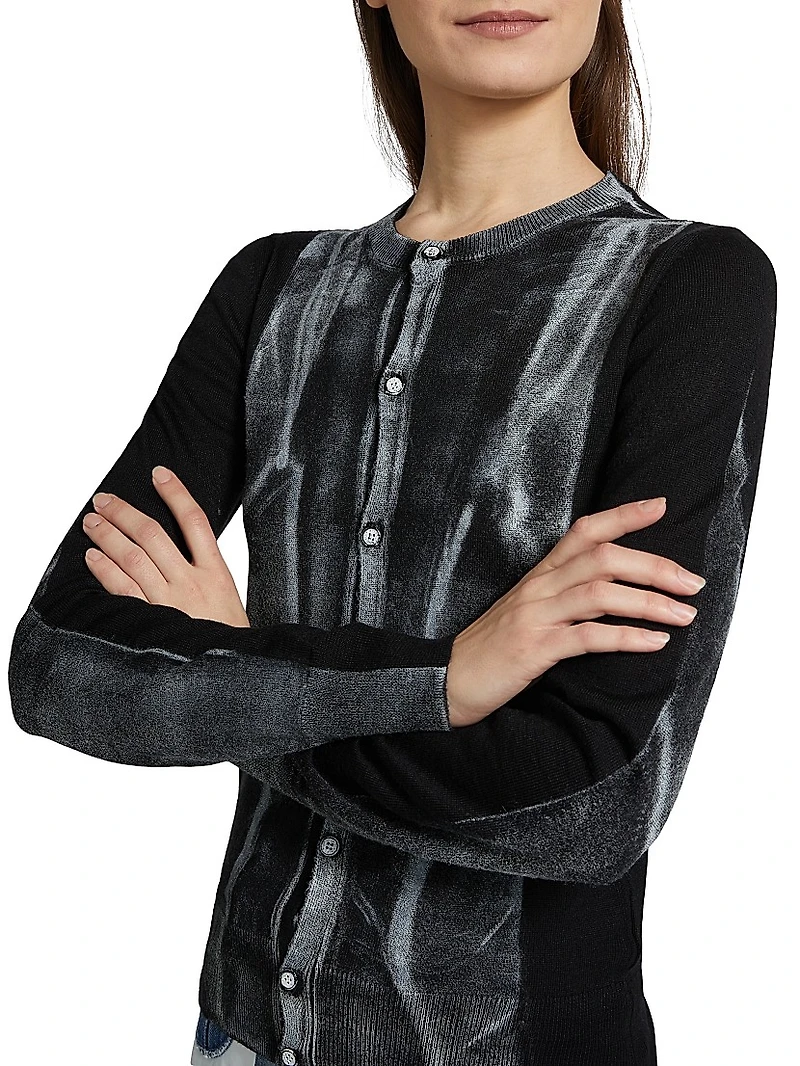 Fitted Virgin Wool-Blend Cardigan