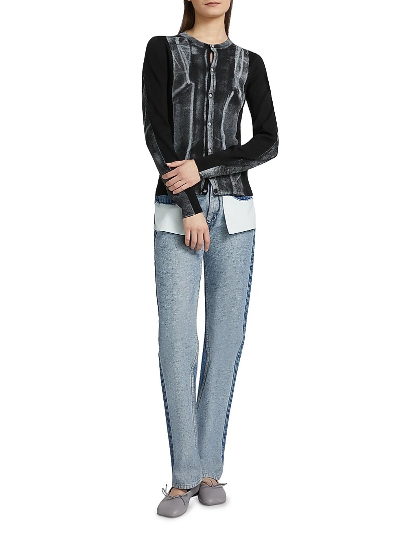 Fitted Virgin Wool-Blend Cardigan