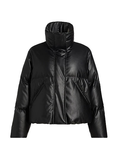 Faux Leather Down Jacket
