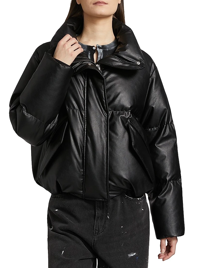 Faux Leather Down Jacket
