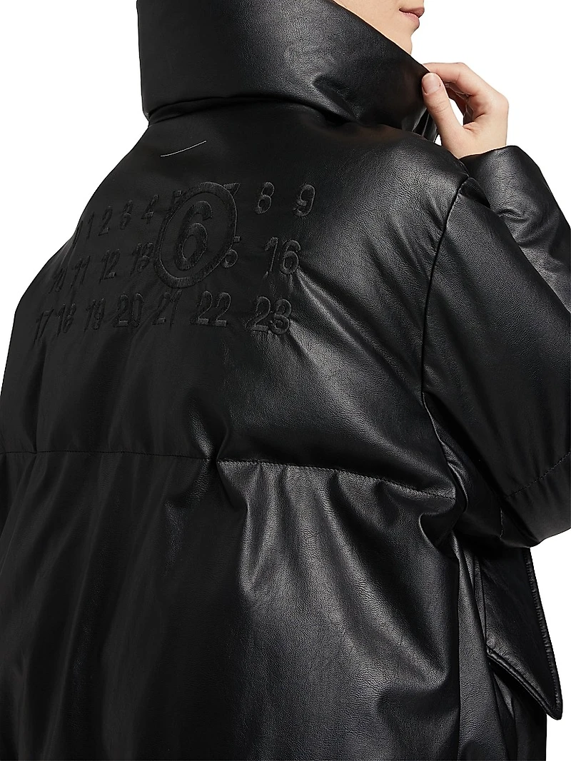 Faux Leather Down Jacket