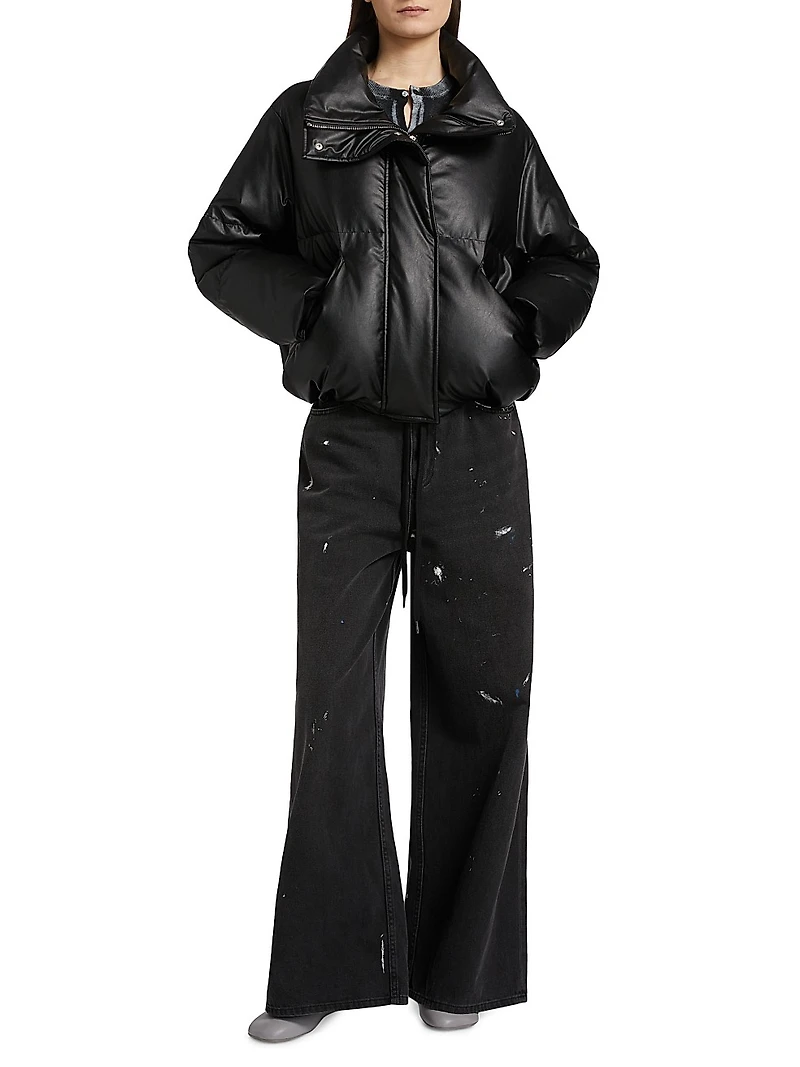 Faux Leather Down Jacket