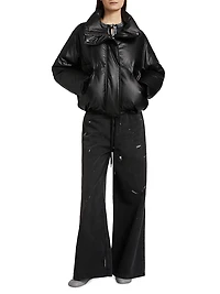 Faux Leather Down Jacket