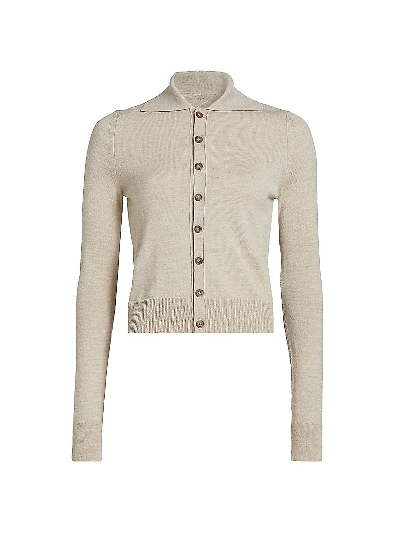 Fitted Virgin Wool-Blend Cardigan
