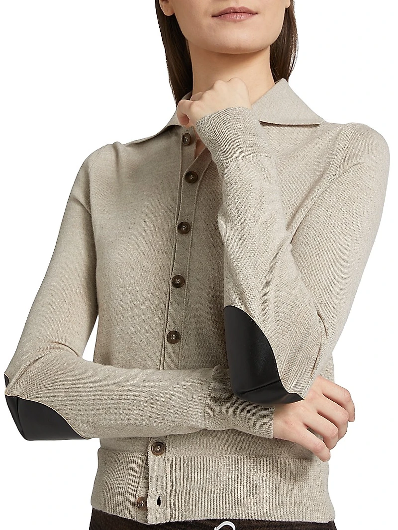 Fitted Virgin Wool-Blend Cardigan