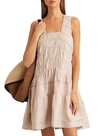 Felicity Shirred Ruffle-Hem Minidress