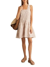 Felicity Shirred Ruffle-Hem Minidress