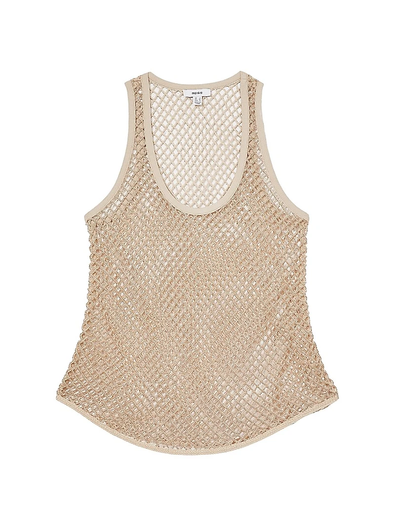 Lila Beaded Mesh Tank