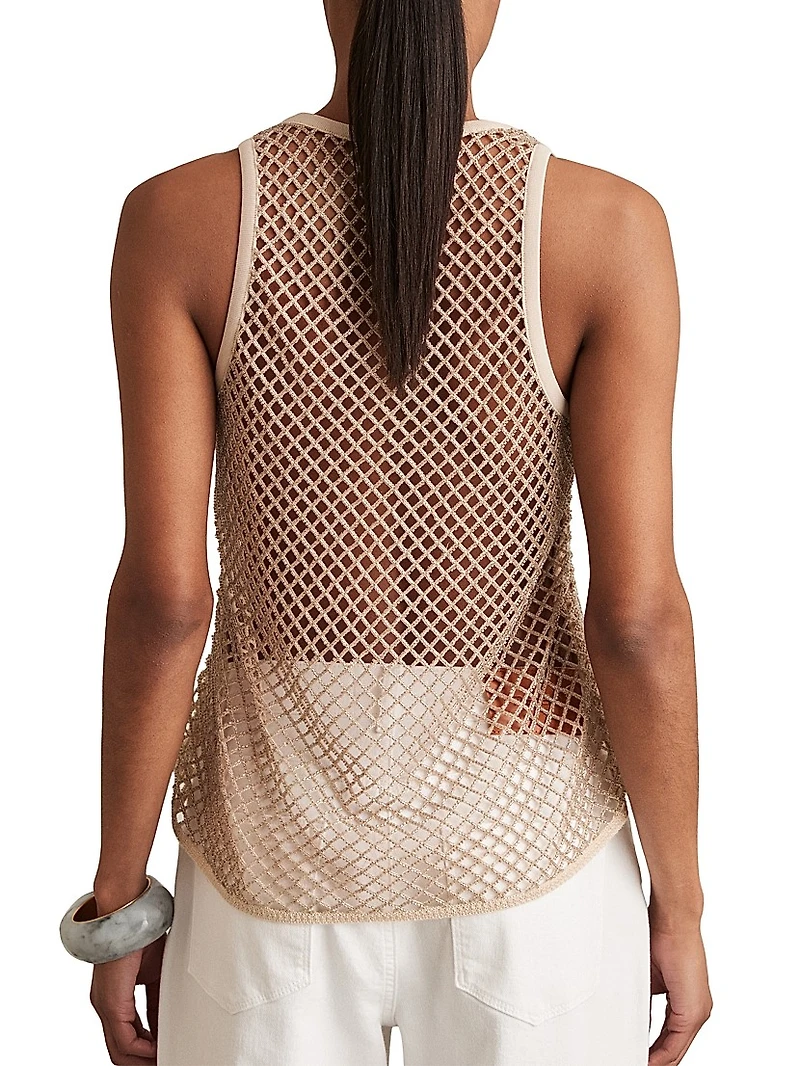 Lila Beaded Mesh Tank