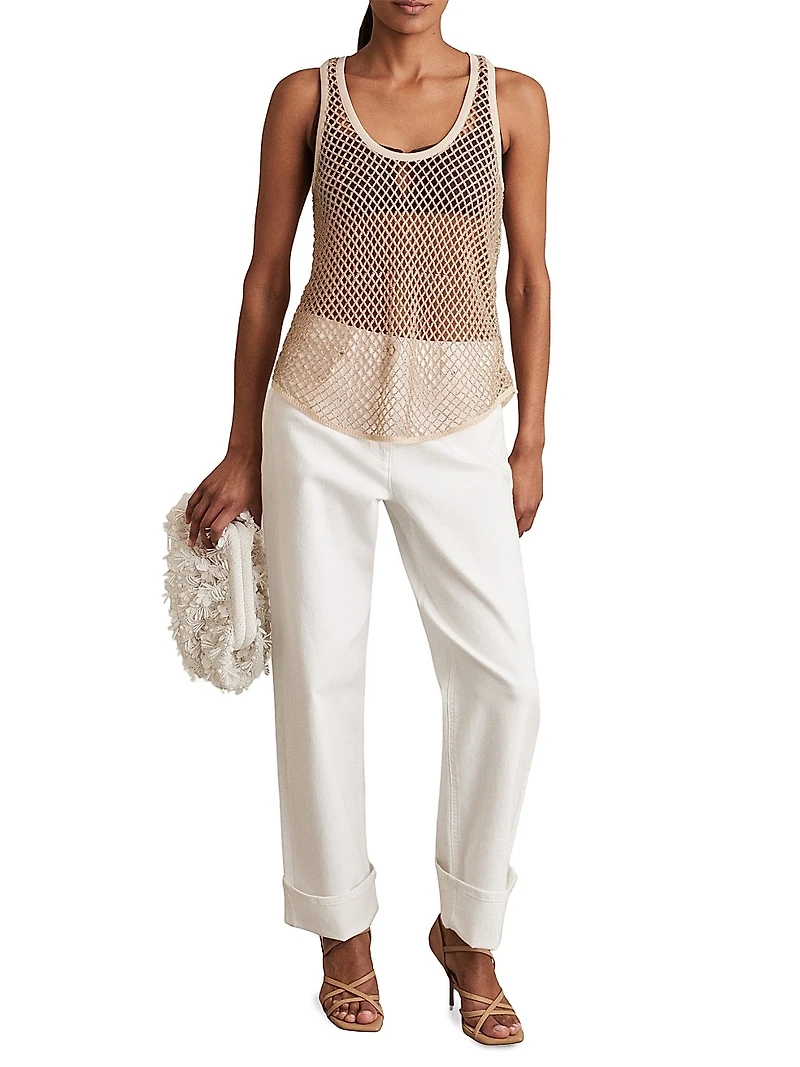 Lila Beaded Mesh Tank
