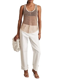 Lila Beaded Mesh Tank