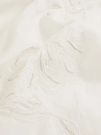 Elise Embellished Floral-Embroidered Linen A-Line Midi-Dress