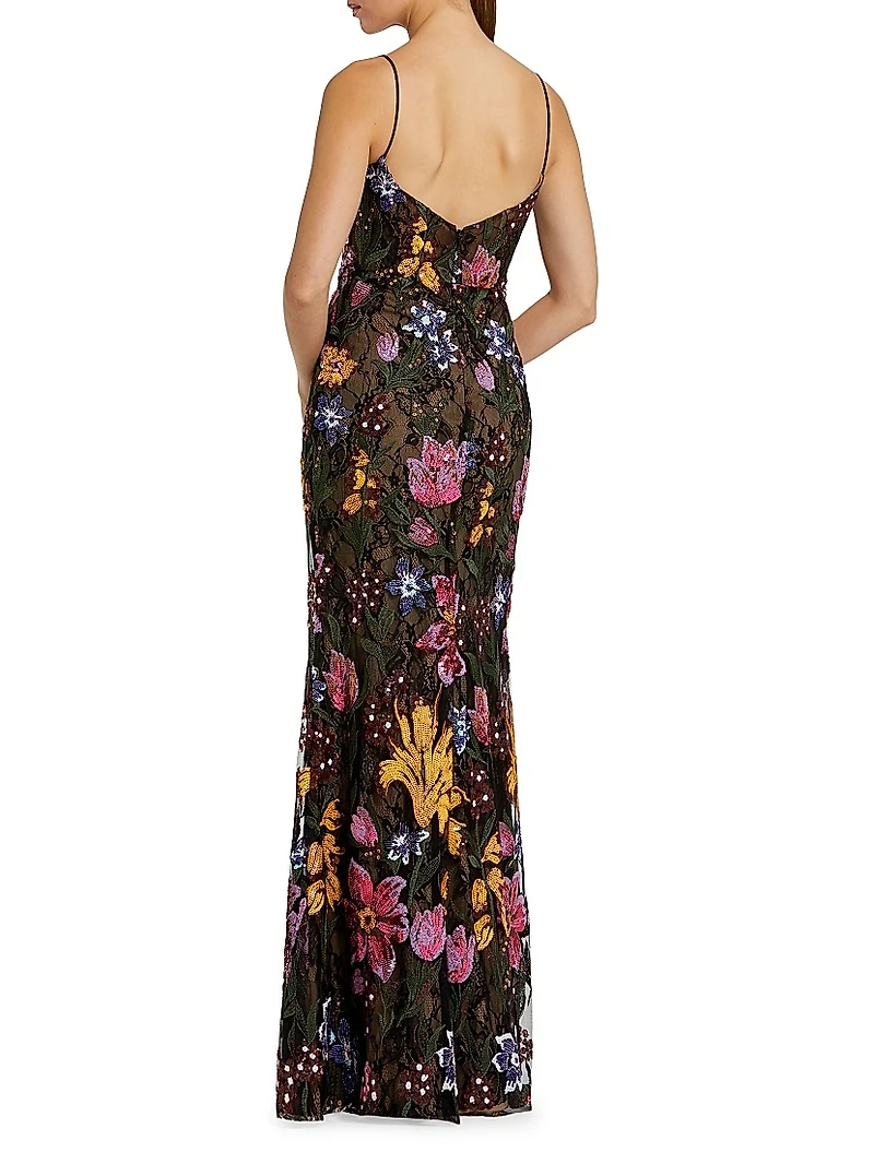 Embellished Floral Lace Sweetheart Gown