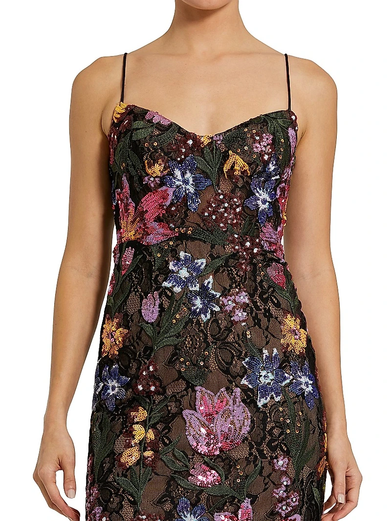 Embellished Floral Lace Sweetheart Gown