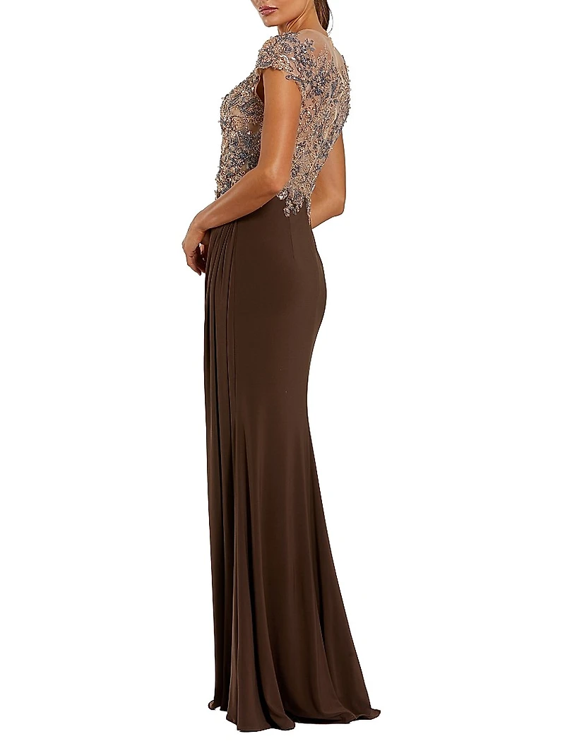 Evening Crystal-Embellished Jersey Gown