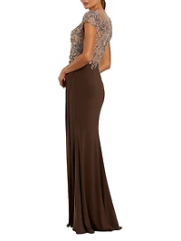 Evening Crystal-Embellished Jersey Gown