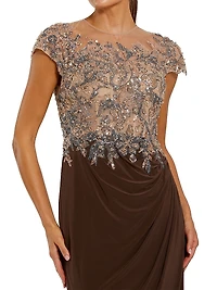 Evening Crystal-Embellished Jersey Gown