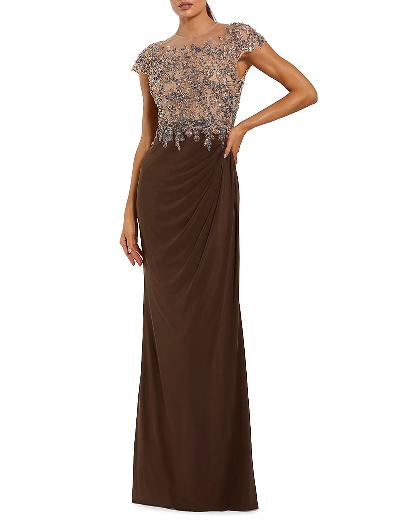 Evening Crystal-Embellished Jersey Gown