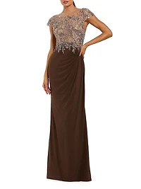 Evening Crystal-Embellished Jersey Gown