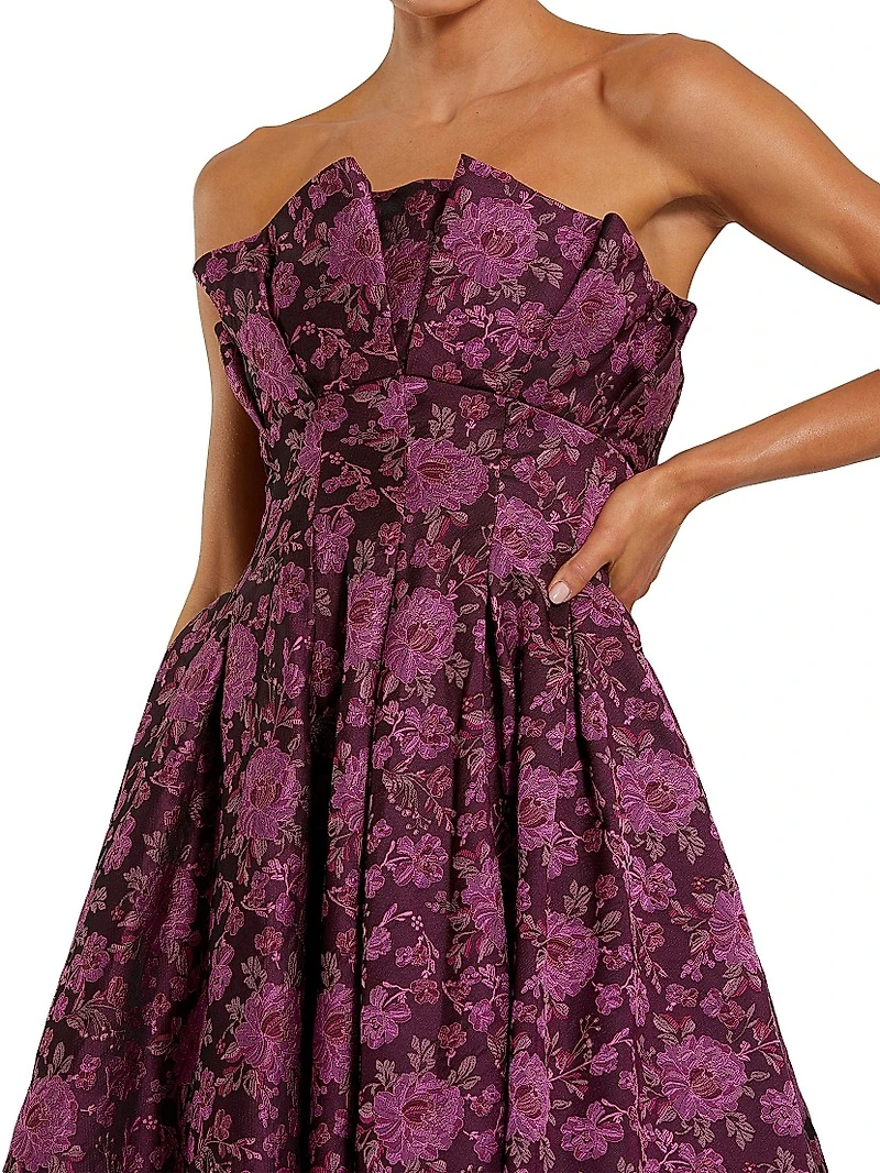 Ieena 2 Floral Bustier Strapless Midi-Dress