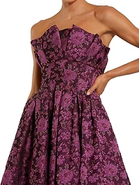 Ieena 2 Floral Bustier Strapless Midi-Dress
