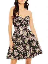 Ieena 2 Floral Brocade Strapless Minidress