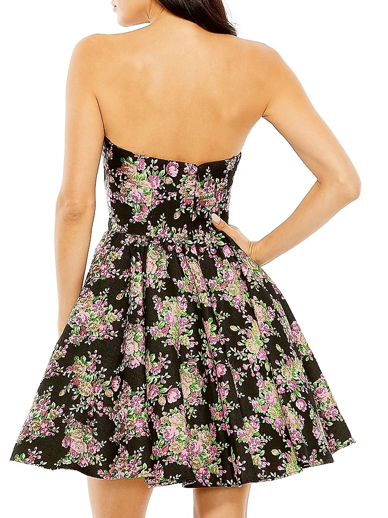 Ieena 2 Floral Brocade Strapless Minidress