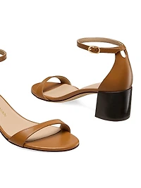 Nudist 50MM Block-Heel Leather Sandals