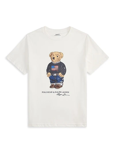 Boy's Polo Bear American Flag T-Shirt