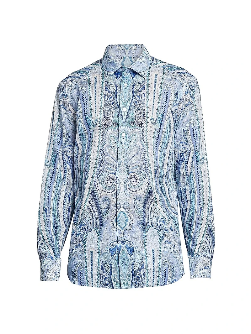 Paisley Cotton Button-Front Shirt