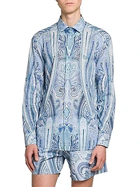 Paisley Cotton Button-Front Shirt